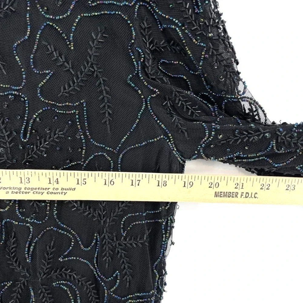 Vtg‎ Sheer Mesh Jacket M Beaded Sequins Whimsigoth Formal Glam Old Hollywood Art